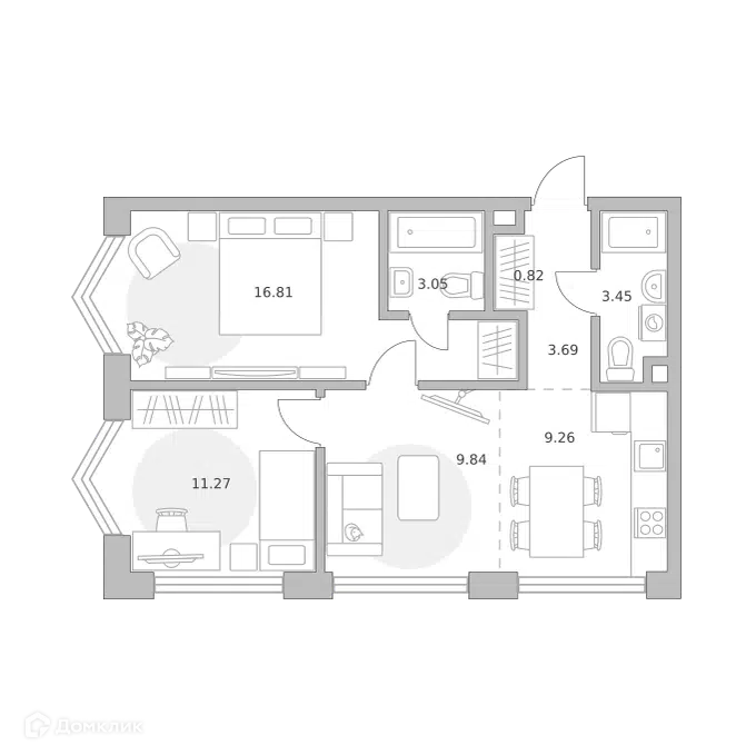 2-комнатная квартира 58.19 м² Мнёвники от Гранель