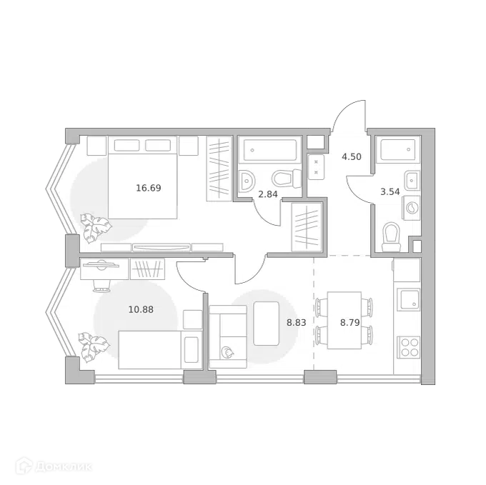 2-комнатная квартира 56.07 м² Мнёвники от Гранель