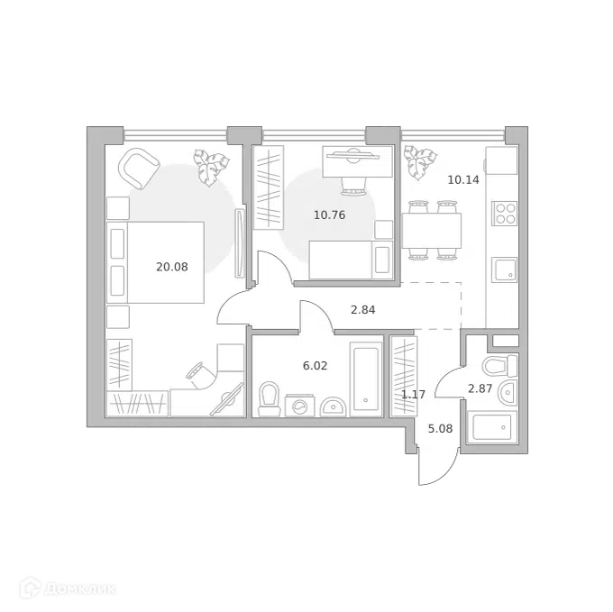 2-комнатная квартира 58.96 м² Мнёвники от Гранель