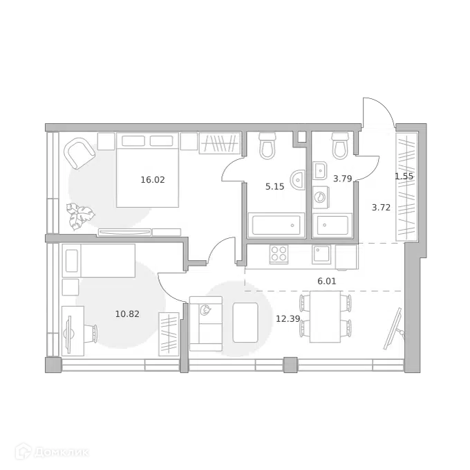 2-комнатная квартира 59.45 м² Мнёвники от Гранель