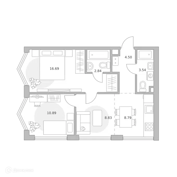 2-комнатная квартира 56.08 м² Мнёвники от Гранель