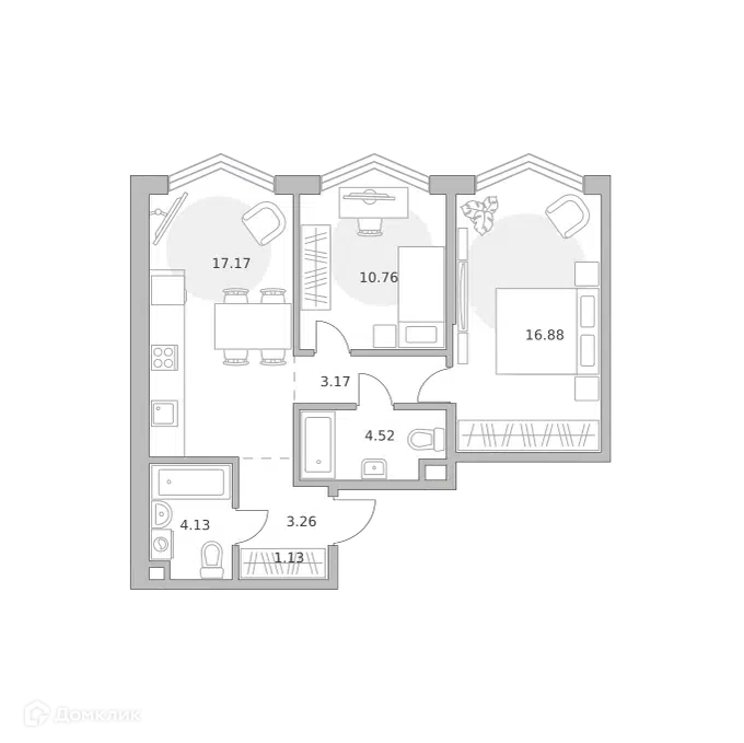 2-комнатная квартира 61.02 м² Мнёвники от Гранель