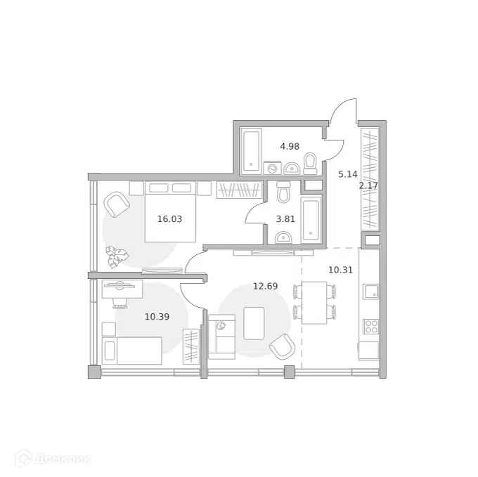 3-комнатная квартира 65.52 м² Мнёвники от Гранель