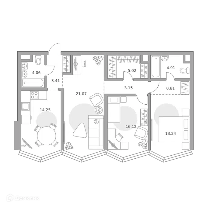 3-комнатная квартира 86.04 м² Мнёвники от Гранель