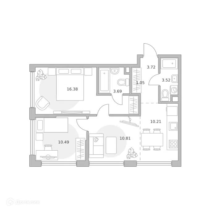 3-комнатная квартира 59.87 м² Мнёвники от Гранель
