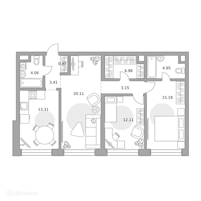 3-комнатная квартира 82.07 м² Мнёвники от Гранель