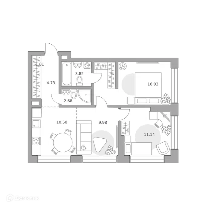 3-комнатная квартира 60.72 м² Мнёвники от Гранель
