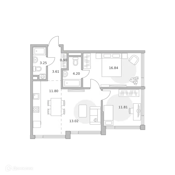 3-комнатная квартира 65.43 м² Мнёвники от Гранель