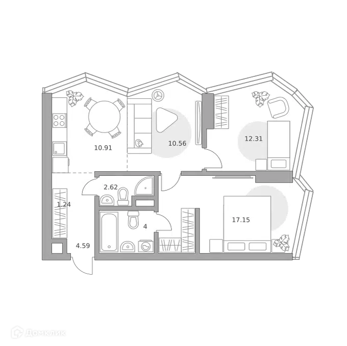 3-комнатная квартира 63.38 м² Мнёвники от Гранель