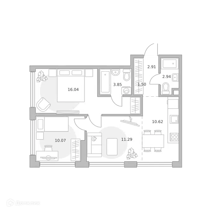 3-комнатная квартира 59.22 м² Мнёвники от Гранель