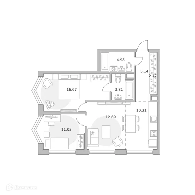 3-комнатная квартира 66.8 м² Мнёвники от Гранель