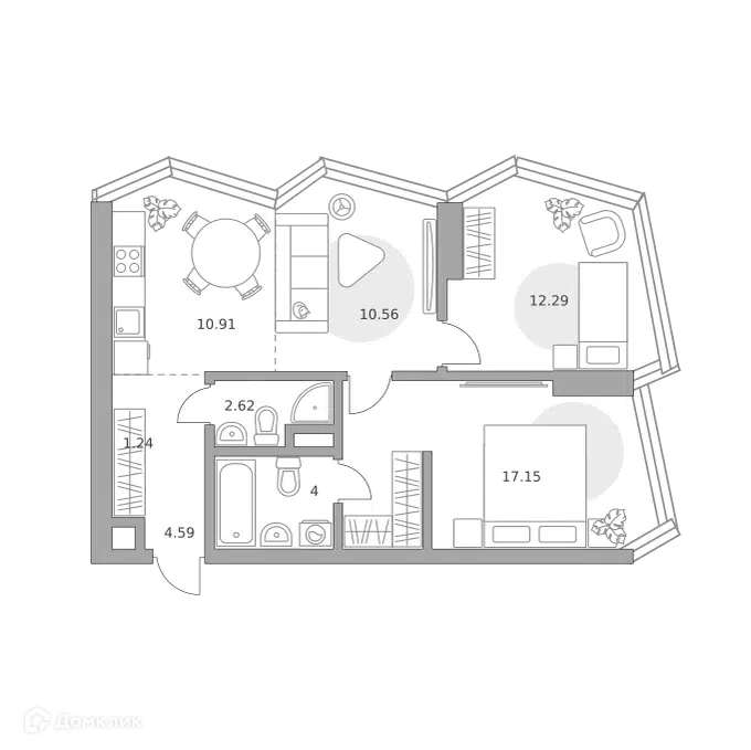 3-комнатная квартира 63.36 м² Мнёвники от Гранель