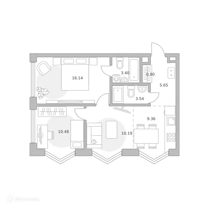3-комнатная квартира 59.56 м² Мнёвники от Гранель