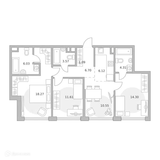 3-комнатная квартира 82.55 м² Мнёвники от Гранель