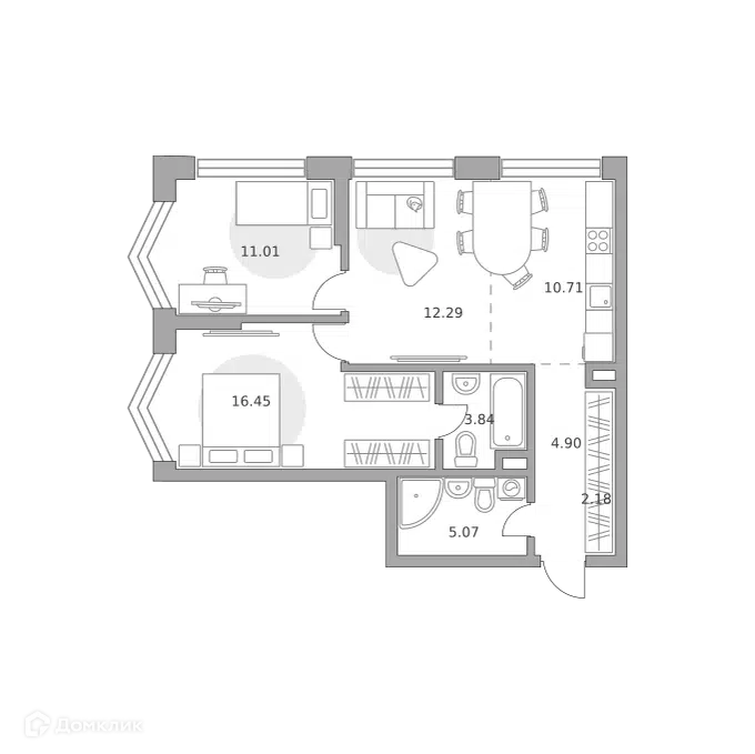 3-комнатная квартира 66.45 м² Мнёвники от Гранель