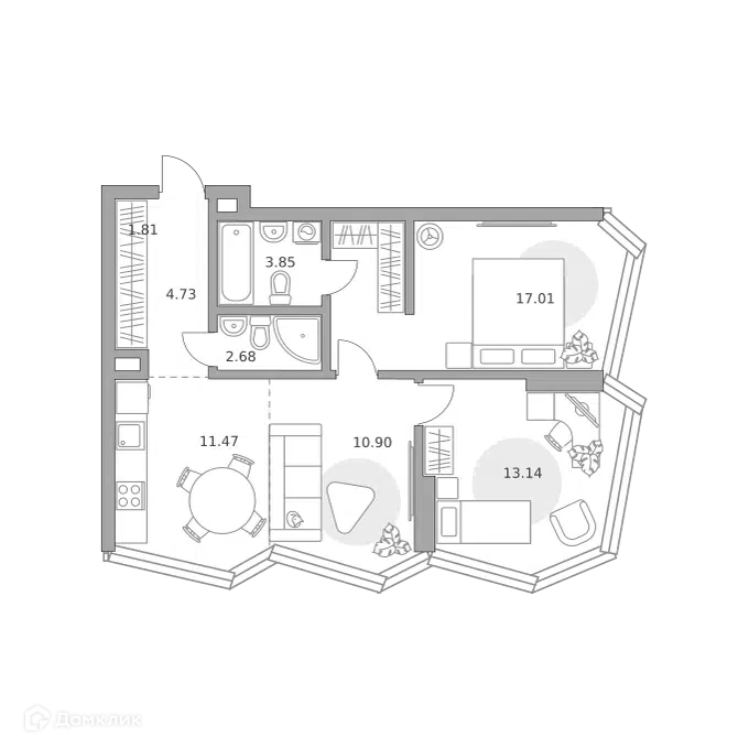 3-комнатная квартира 65.59 м² Мнёвники от Гранель