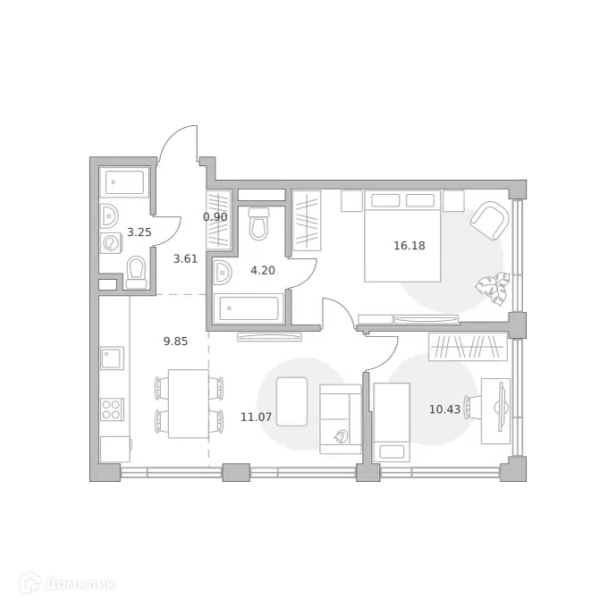 3-комнатная квартира 59.49 м² Мнёвники от Гранель