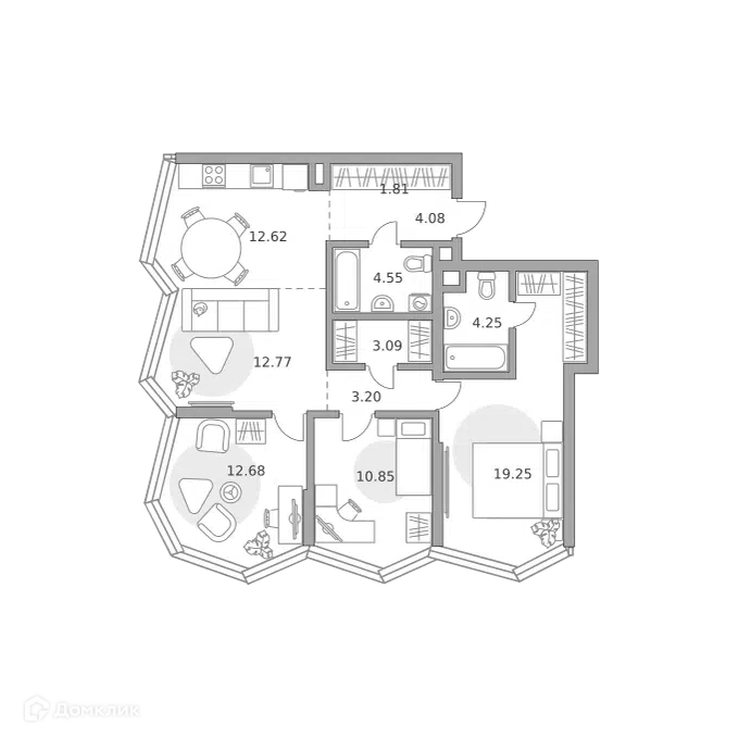 4-комнатная квартира 89.15 м² Мнёвники от Гранель