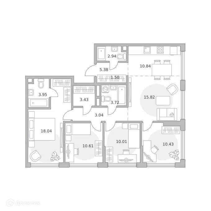 5-комнатная квартира 99.71 м² Мнёвники от Гранель