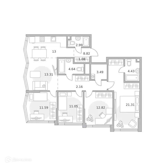 5-комнатная квартира 110.69 м² Мнёвники от Гранель