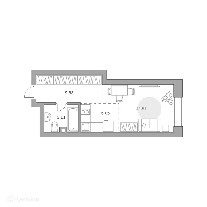 Студия 35.85 м² Павелецкая от Гранель