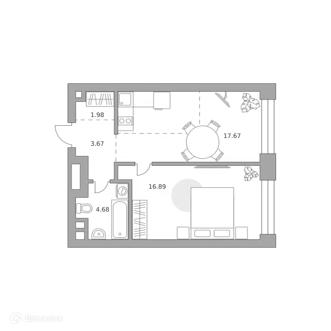 1-комнатная квартира 44.89 м² Павелецкая от Гранель