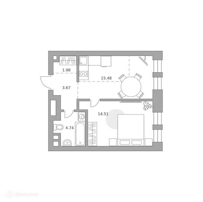 1-комнатная квартира 40.38 м² Павелецкая от Гранель