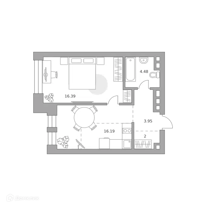 1-комнатная квартира 43.01 м² Павелецкая от Гранель