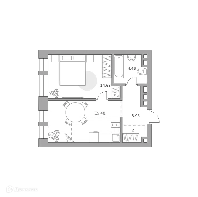1-комнатная квартира 40.59 м² Павелецкая от Гранель