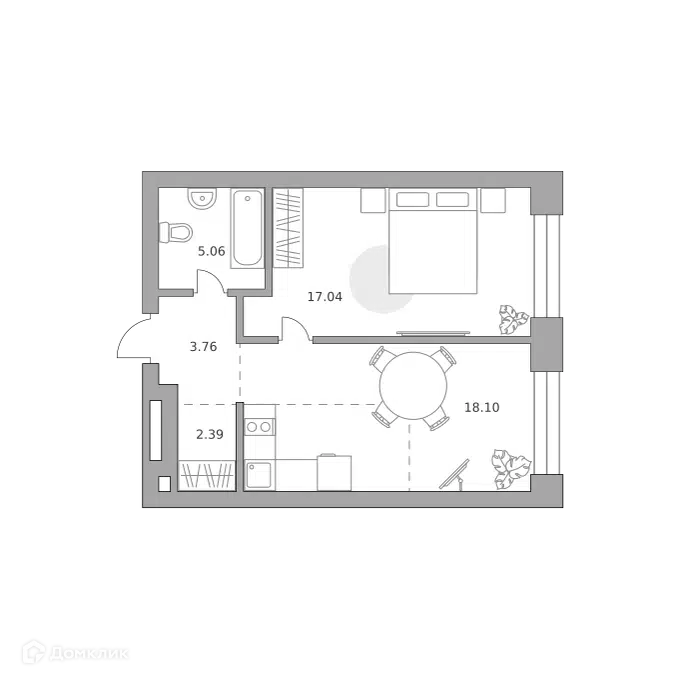 1-комнатная квартира 46.35 м² Павелецкая от Гранель