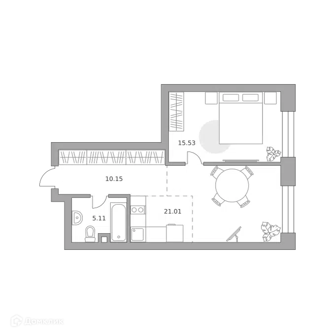 1-комнатная квартира 51.8 м² Павелецкая от Гранель