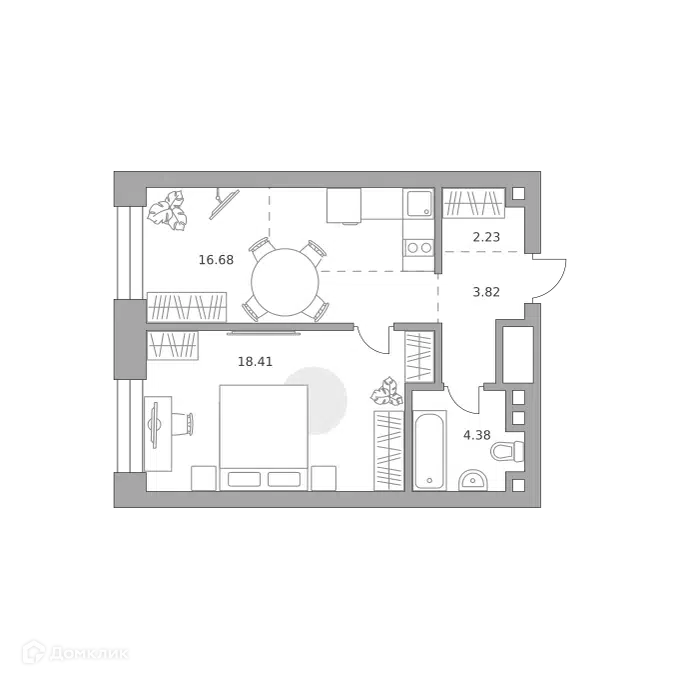 1-комнатная квартира 45.52 м² Павелецкая от Гранель