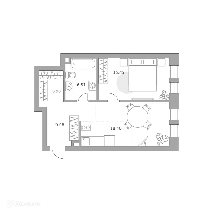 1-комнатная квартира 53.32 м² Павелецкая от Гранель