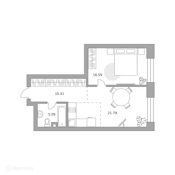 1-комнатная квартира 53.88 м² Павелецкая от Гранель