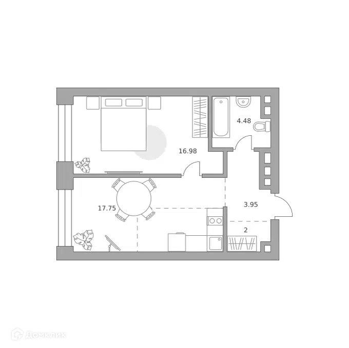 1-комнатная квартира 45.16 м² Павелецкая от Гранель