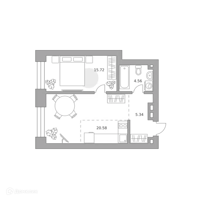 1-комнатная квартира 46.2 м² Павелецкая от Гранель