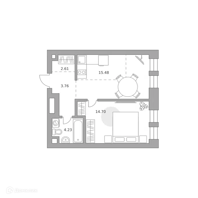 1-комнатная квартира 40.78 м² Павелецкая от Гранель