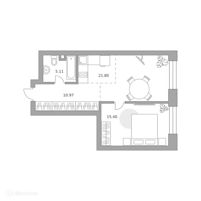 1-комнатная квартира 53.28 м² Павелецкая от Гранель