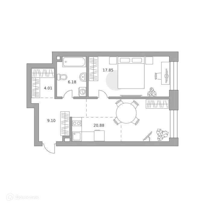 1-комнатная квартира 58.02 м² Павелецкая от Гранель