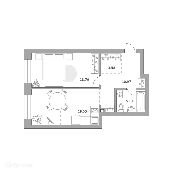 1-комнатная квартира 58.1 м² Павелецкая от Гранель
