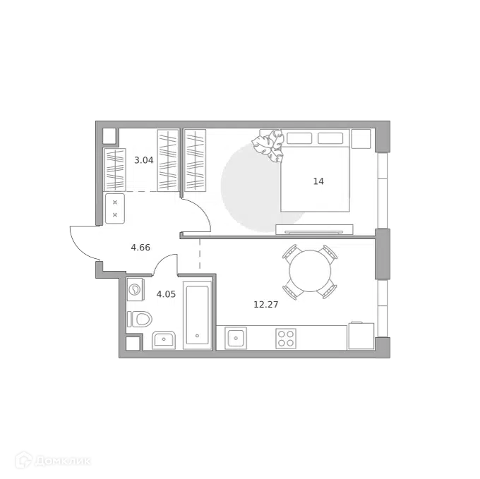 1-комнатная квартира 38.02 м² Павелецкая от Гранель