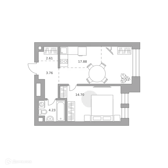 1-комнатная квартира 43.18 м² Павелецкая от Гранель