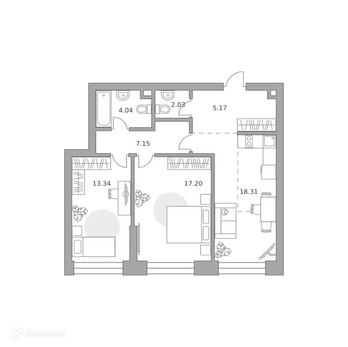 2-комнатная квартира 67.24 м² Павелецкая от Гранель