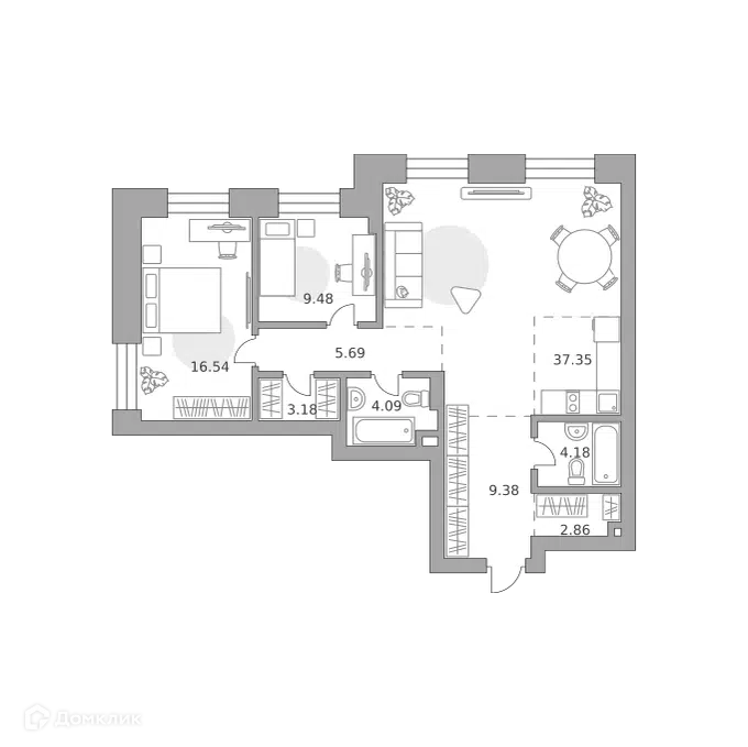 2-комнатная квартира 92.75 м² Павелецкая от Гранель