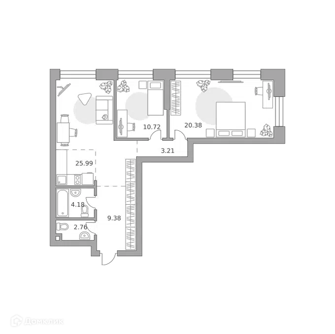 2-комнатная квартира 76.62 м² Павелецкая от Гранель