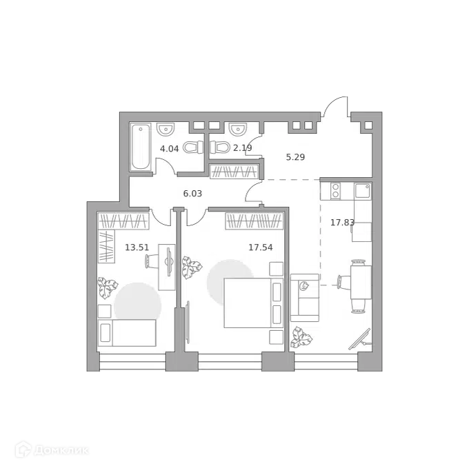 2-комнатная квартира 66.43 м² Павелецкая от Гранель