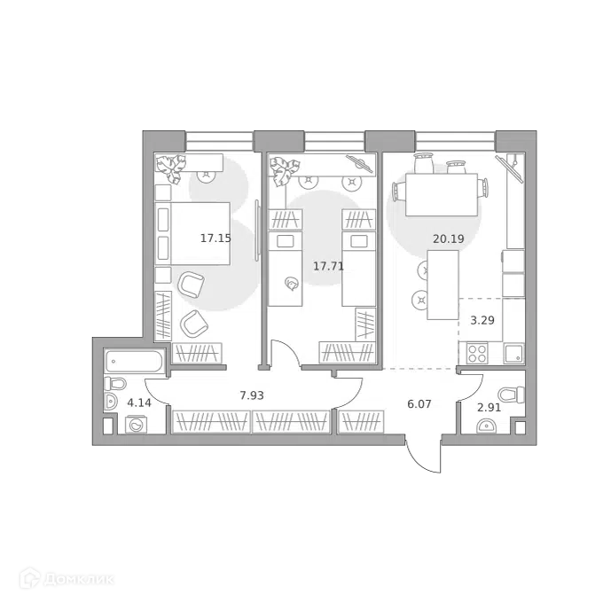 3-комнатная квартира 79.39 м² Павелецкая от Гранель
