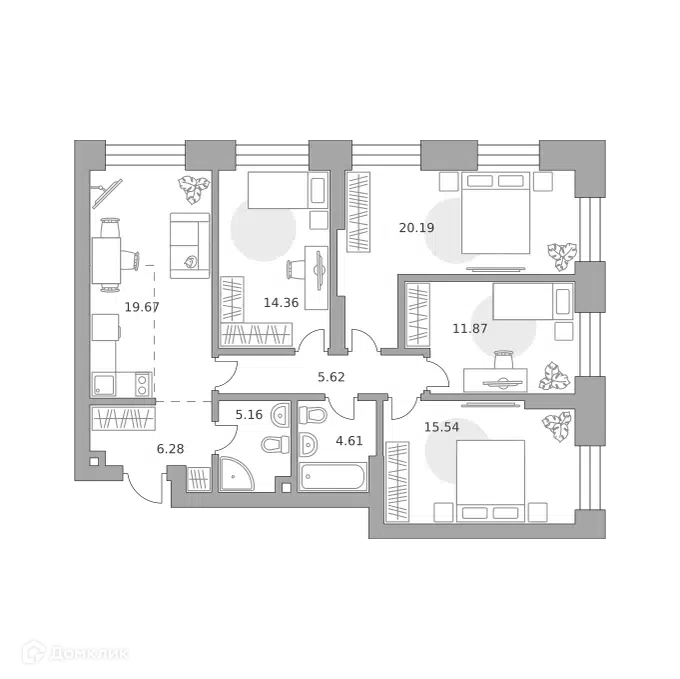 4-комнатная квартира 103.3 м² Павелецкая от Гранель