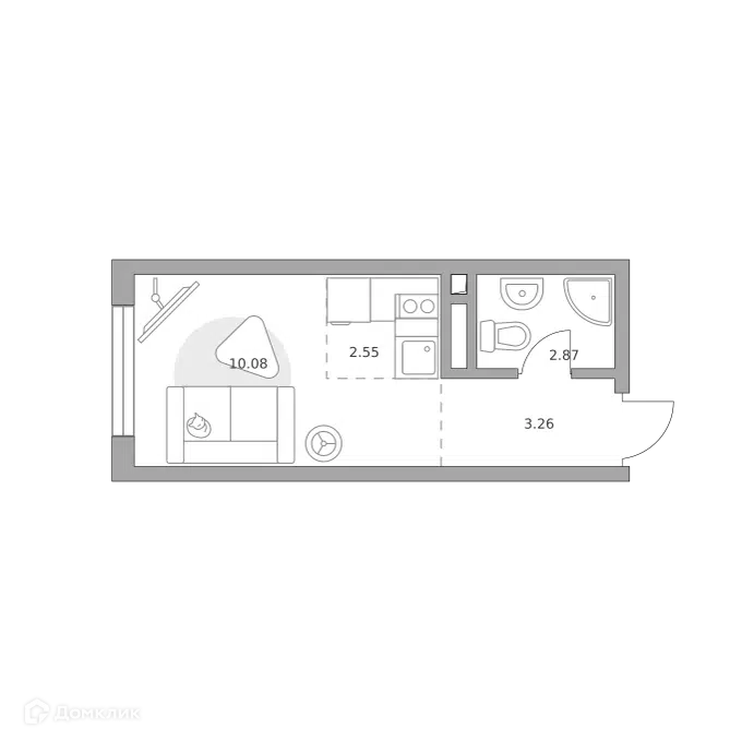 Студия 18.76 м² Гранель Коломенское