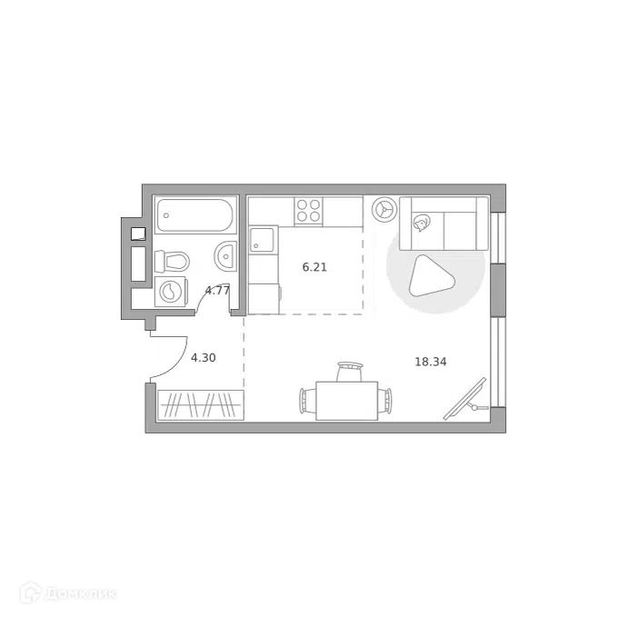 Студия 33.62 м² Гранель Коломенское